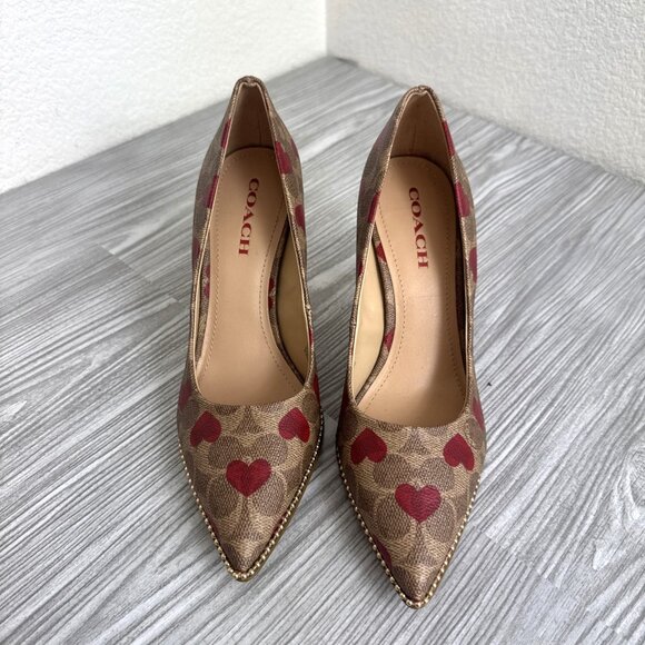COACH Waverly Valentines Heart Printed Pumps - Picture 2 of 16